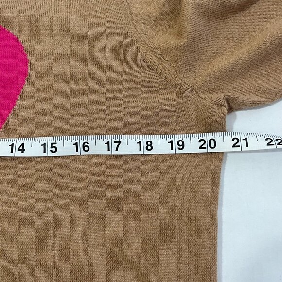 J. Crew Factory Brown Sweater with Pink Heart - Picture 4 of 9